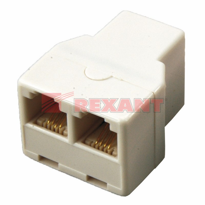Двойник телефонный UTP, RJ-14 (6P4C) (гнездо - 2 гнезда) REXANT Двойник телефонный UTP, RJ-14 (6P4C) (гнездо - 2 гнезда) REXANT